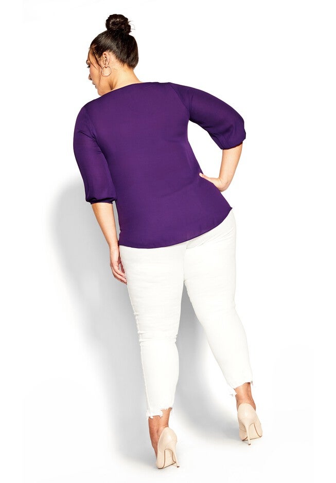 Sexy Fling Elbow Sleeve Top - petunia, PURPLE, alternate image number null
