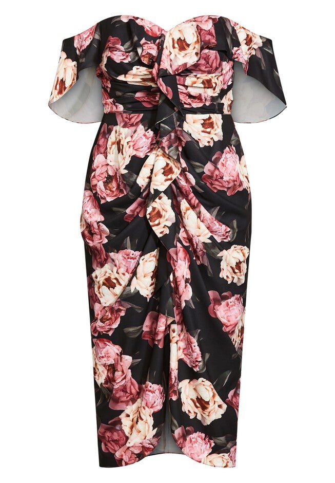 Va Va Voom Print Dress - black, PURPLE, alternate image number 5