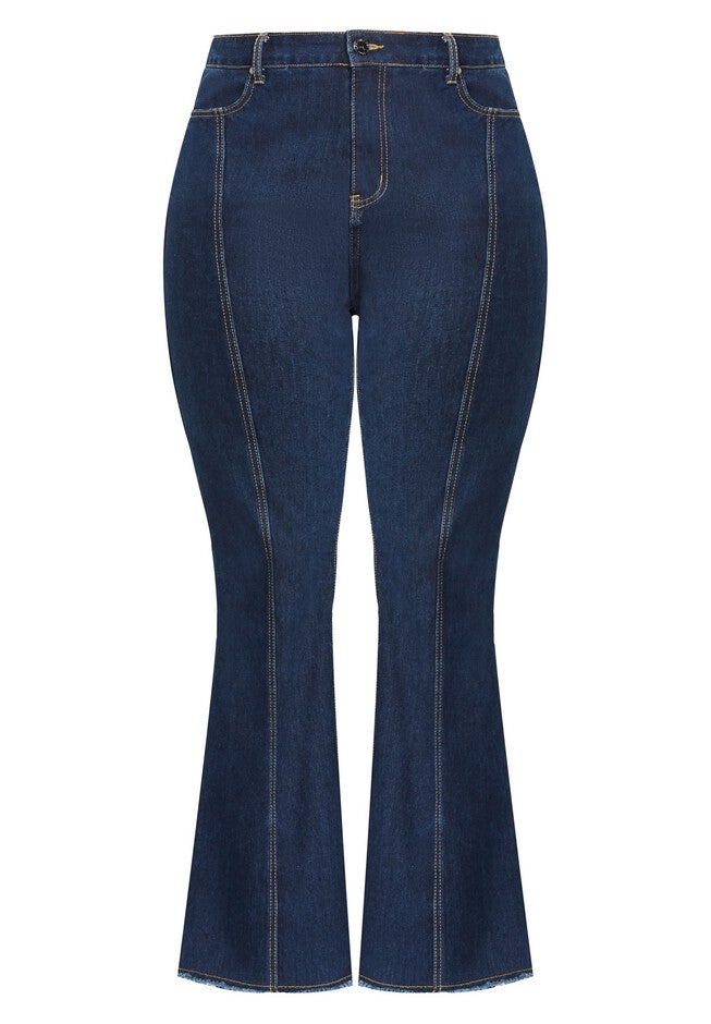 Leah Flare Jean - dark denim, BLUE, alternate image number 3