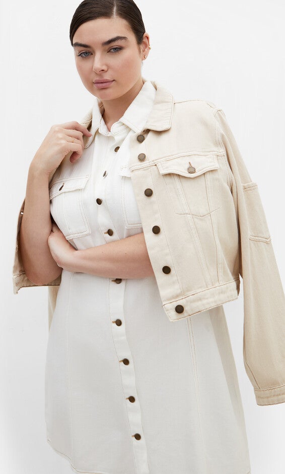 Liv Denim Dress - ivory denim, WHITE, alternate image number 3