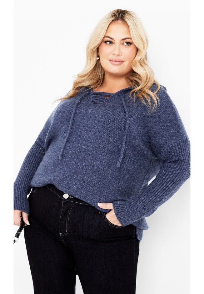 Rory Laceup Sweater, INDIGO, hi-res image number null