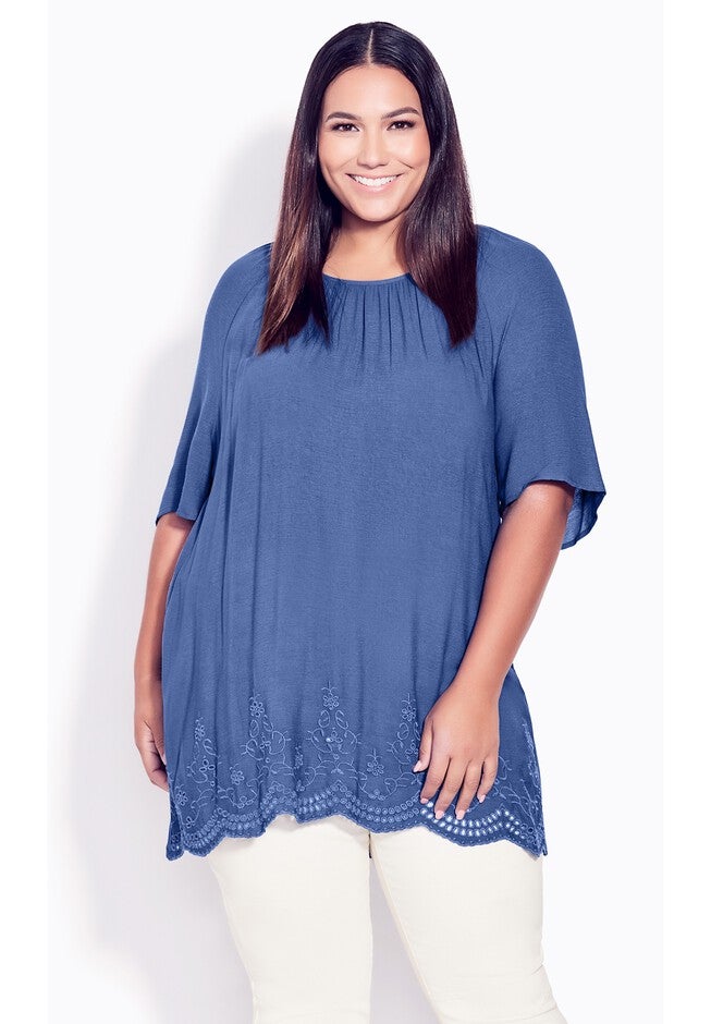 Payton Embroidered Top, DELFT BLUE, hi-res image number 0