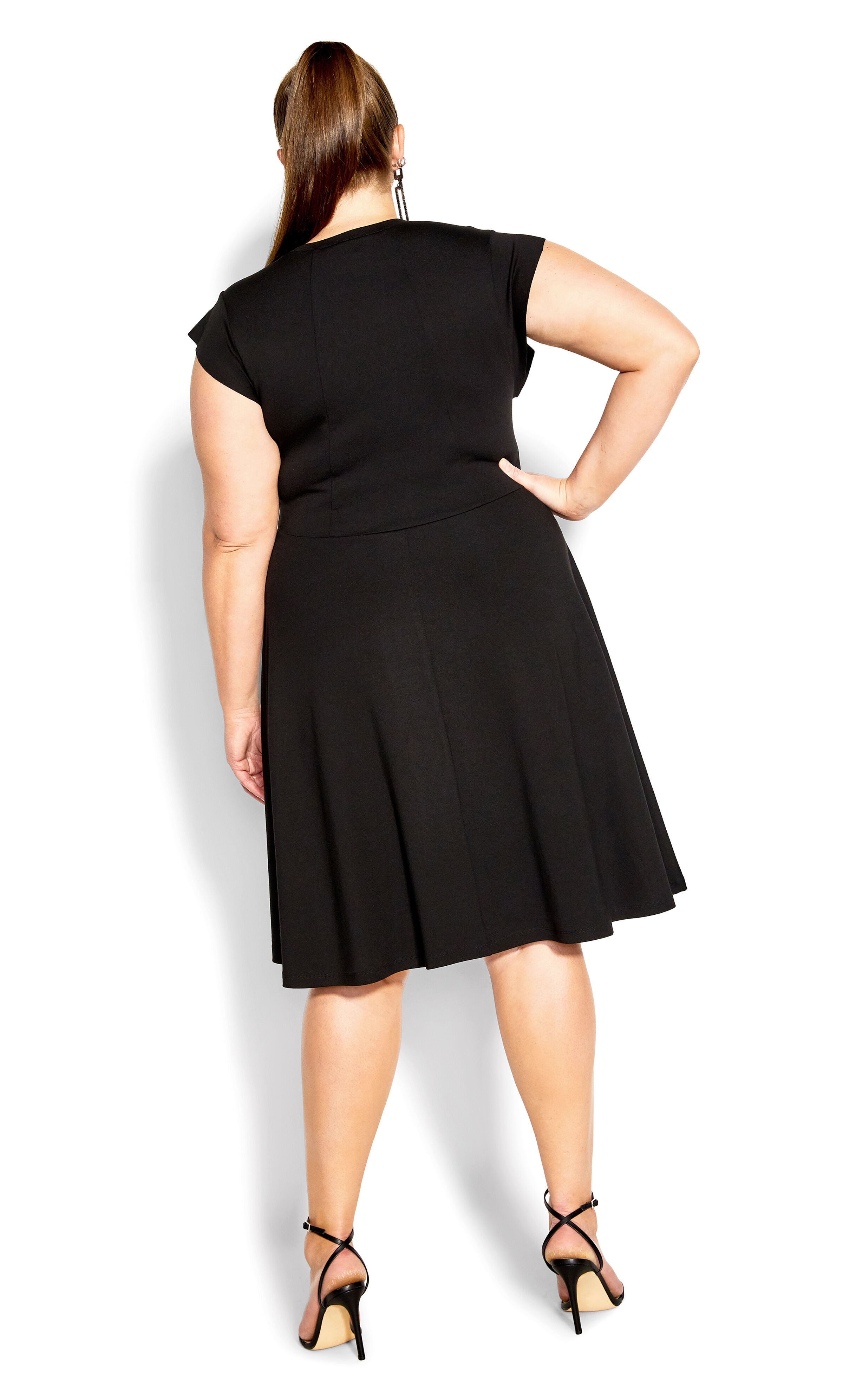 Frill Shoulder Dress - black, BLACK, alternate image number 3