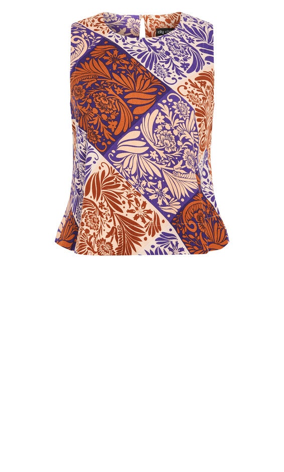 Amara Print Top - tan, NAXOS, alternate image number null