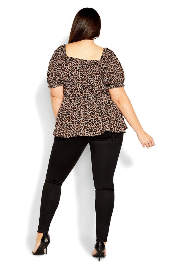 Quirky Print Top - cheetah, BEIGE, alternate image number null