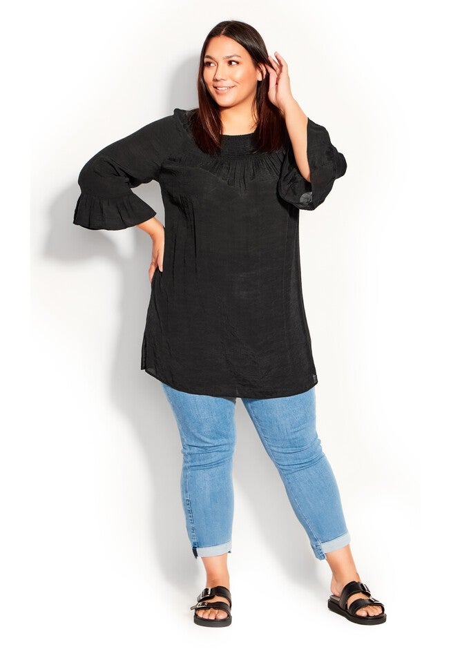 Flutter 3/4 Sleeve Top, BLACK, alternate image number 6
