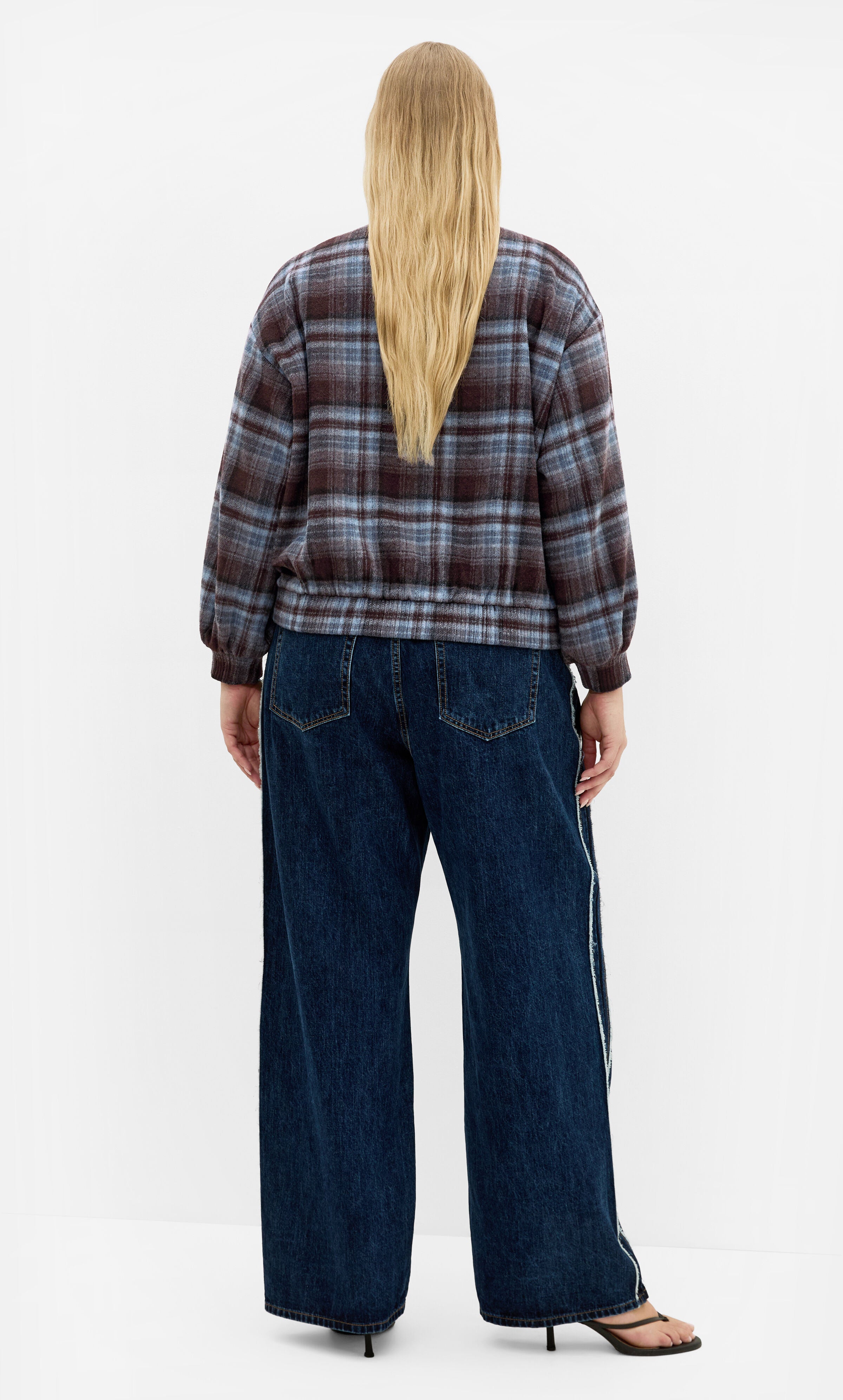 Mila Check Bomber Jacket, BROWN, alternate image number 2