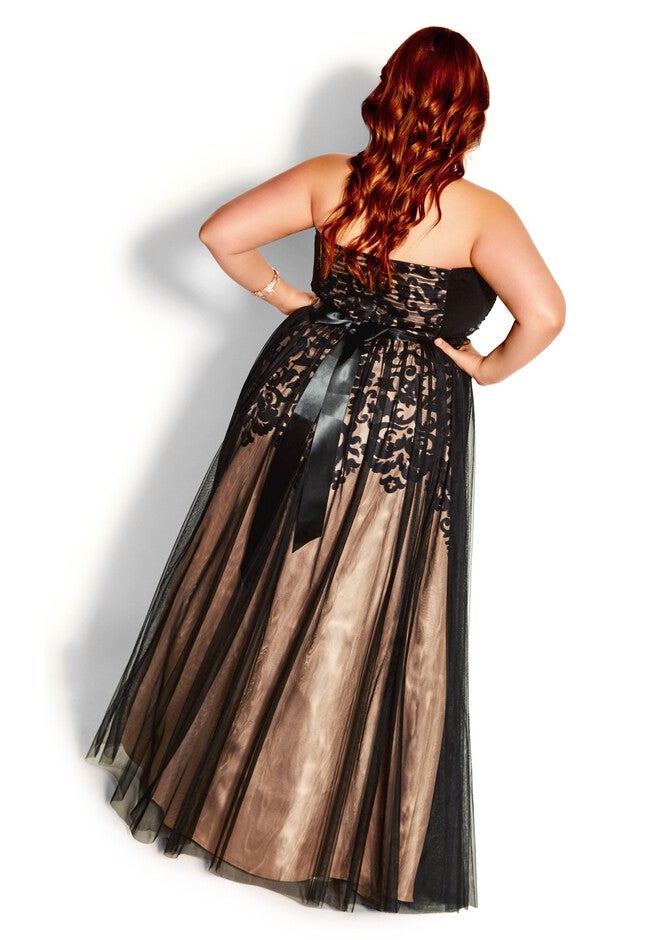 Embroidered Tulle Maxi Dress - black, BLACK, on-hover image number null