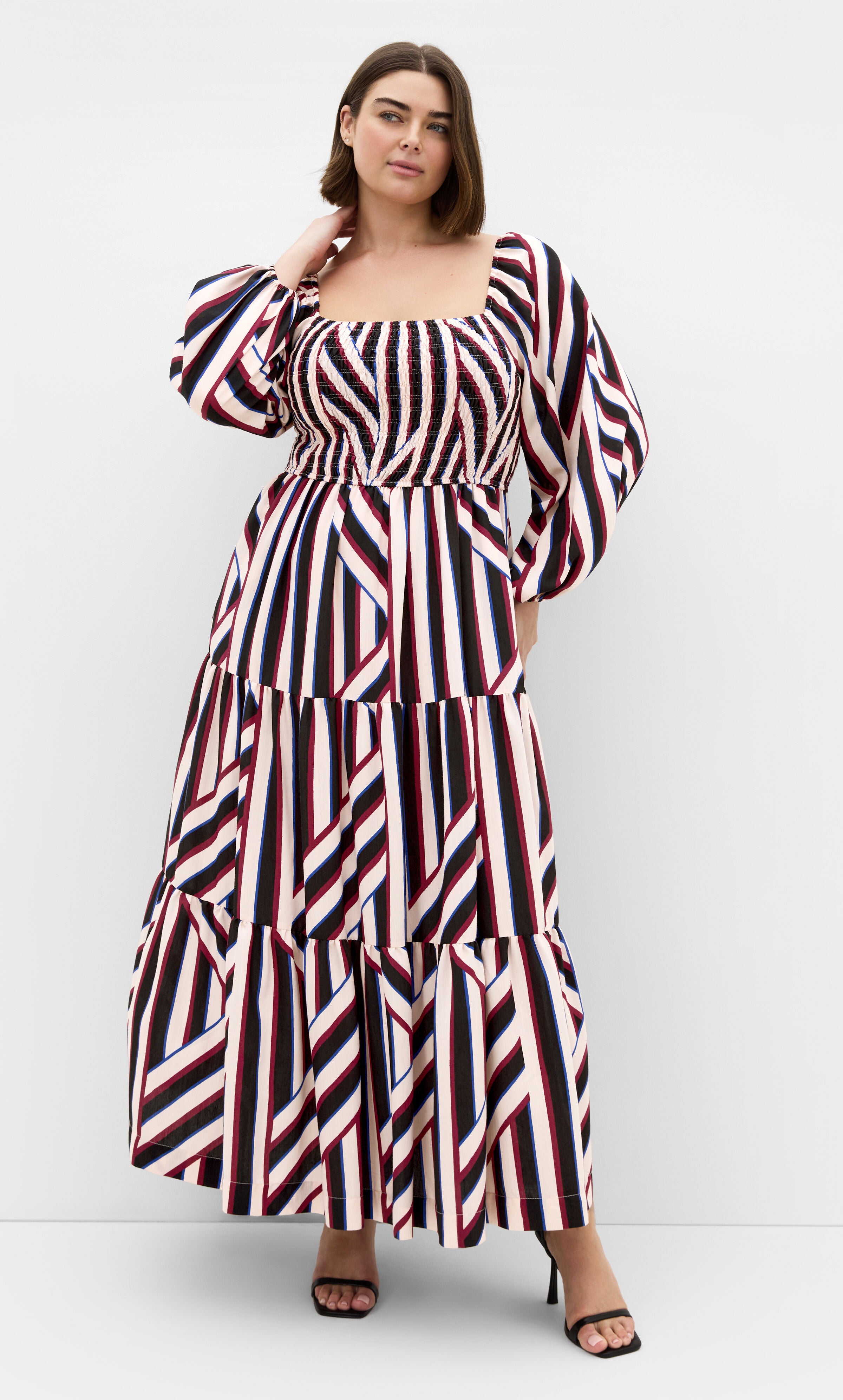 Timeless Stripe Shirred Maxi Dress