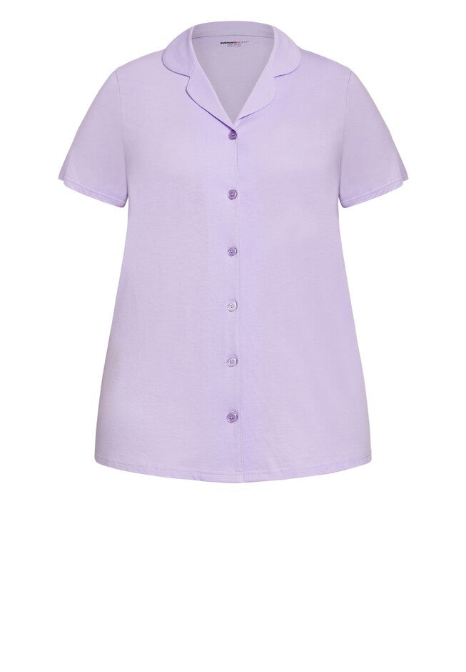 Button Short Sleeve Sleep Top, LAVENDAR, alternate image number null