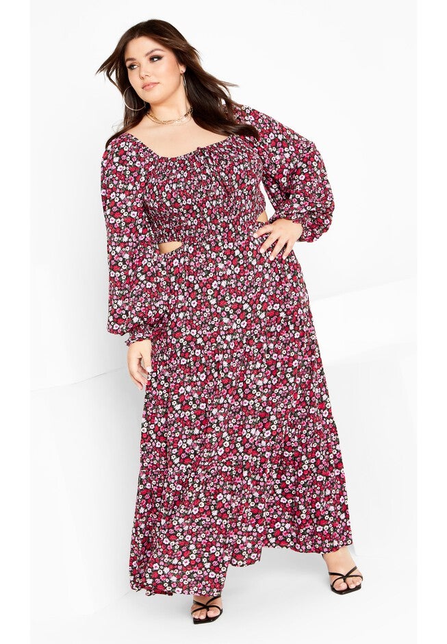 Lexie Print Maxi Dress - beet red, RED, hi-res image number null