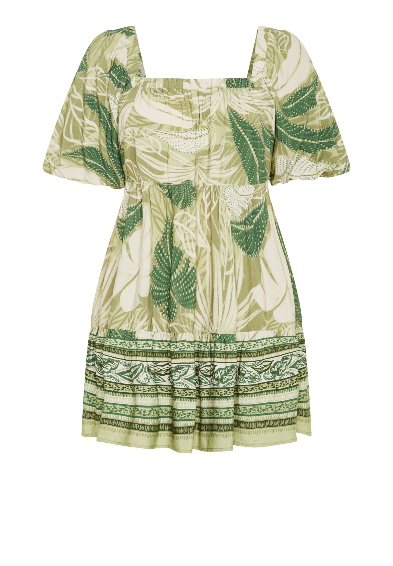Bonnie Dress, PALM LEAF BORDER, alternate image number 1