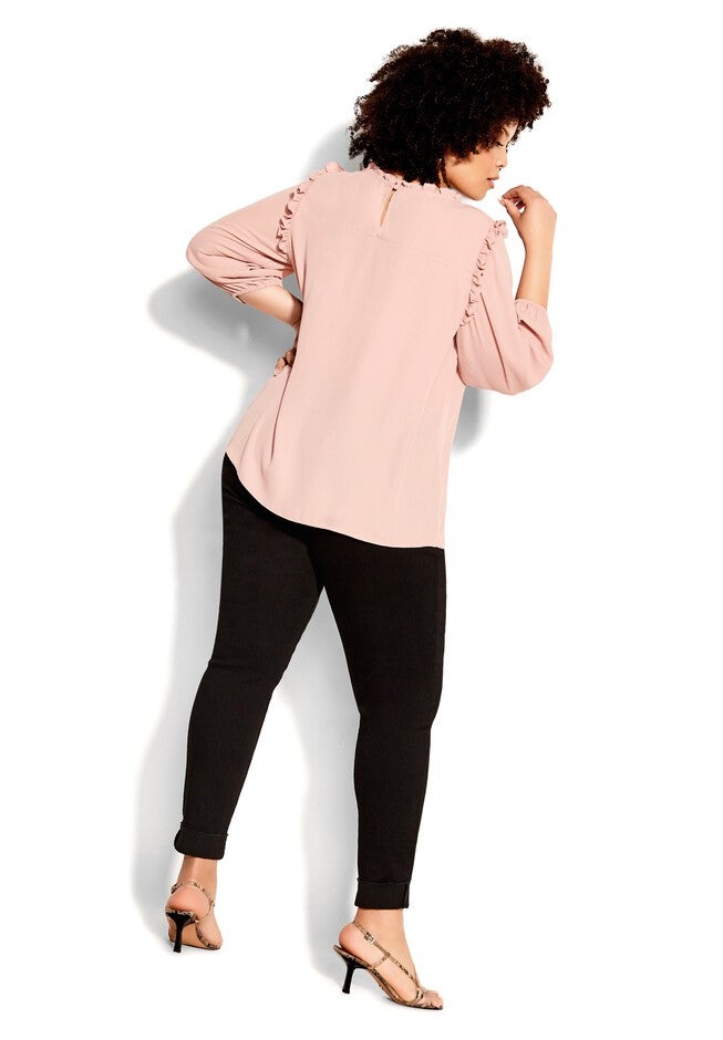 Lace Angel Elbow Sleeve Top - soft rose, PINK, alternate image number 2