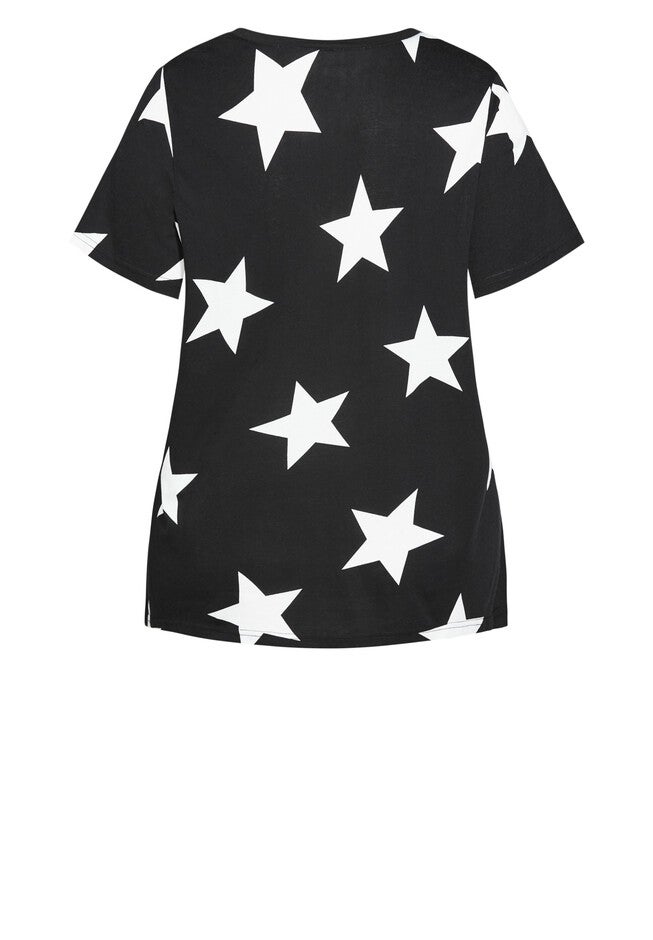 Stars Short Sleeve Sleep Top, MONO STARS, alternate image number 4