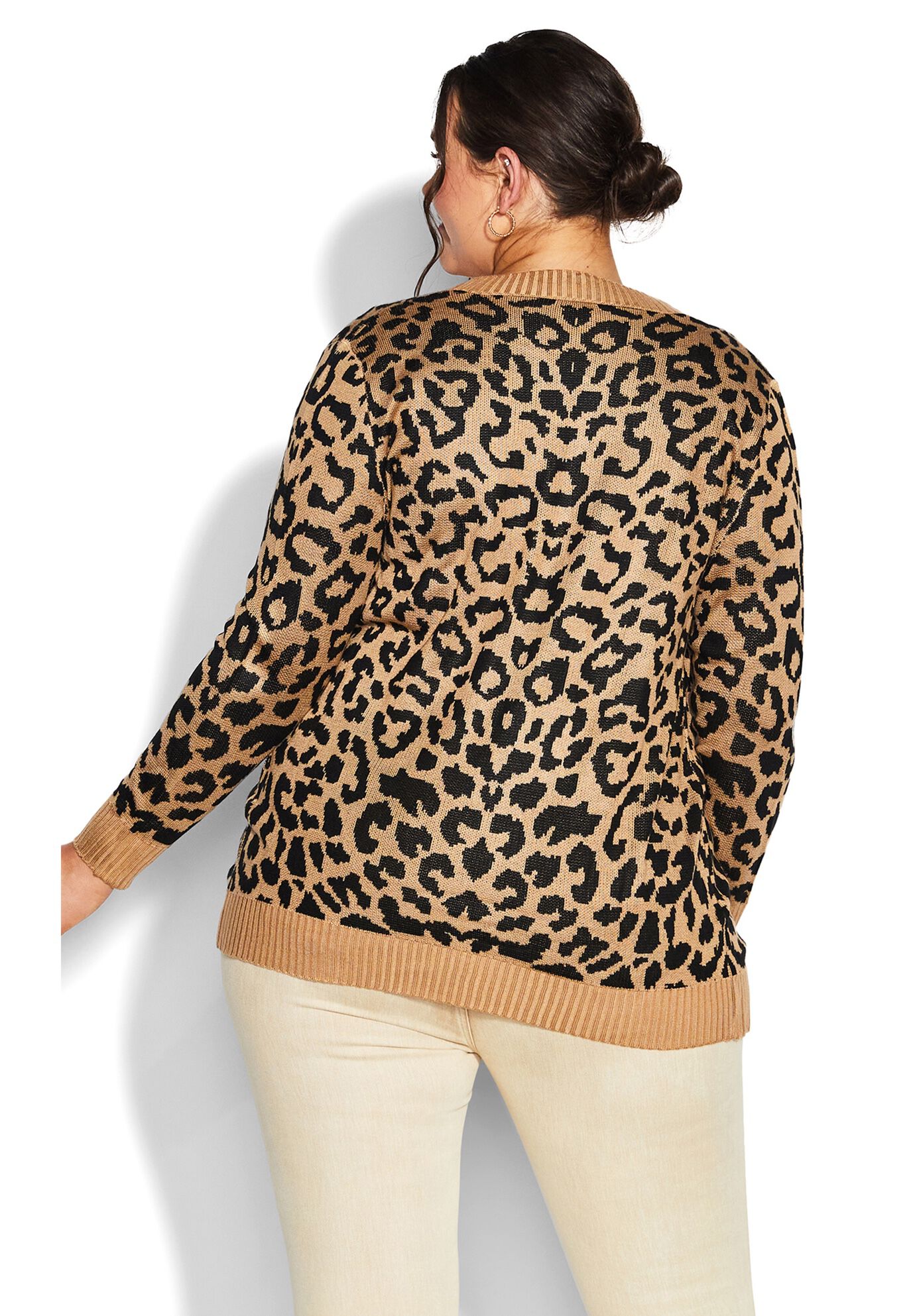 Longline Print Cardigan, TAN, alternate image number 10