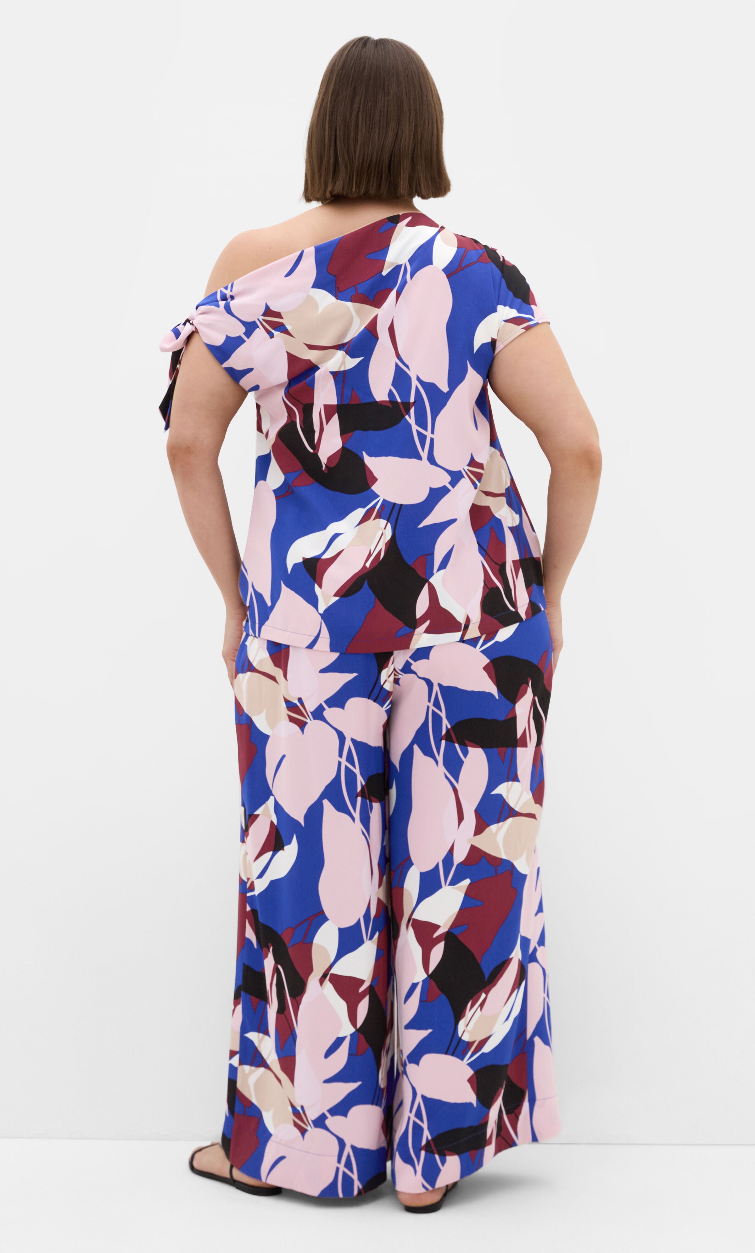 Wild Fern Print Off Shoulder Top, BLUE, alternate image number 2