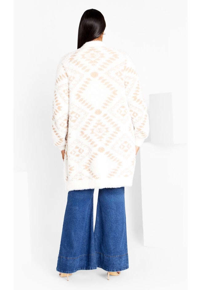 Aztec Jacquard Cardigan - cream, BEIGE, alternate image number null