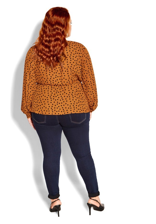 Dotty Wrap Top - caramel, ORANGE, alternate image number 2