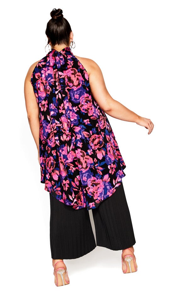 Hi Lo Shine Print Tunic - black pink, PURPLE, alternate image number null