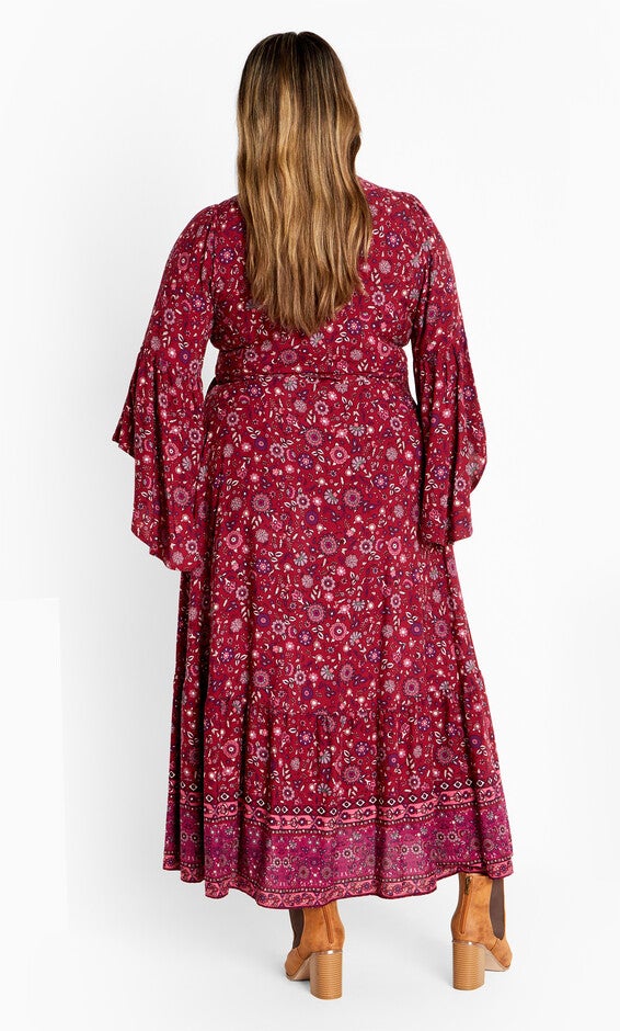 Belle Wrap Maxi Dress - crimson, RED, alternate image number null