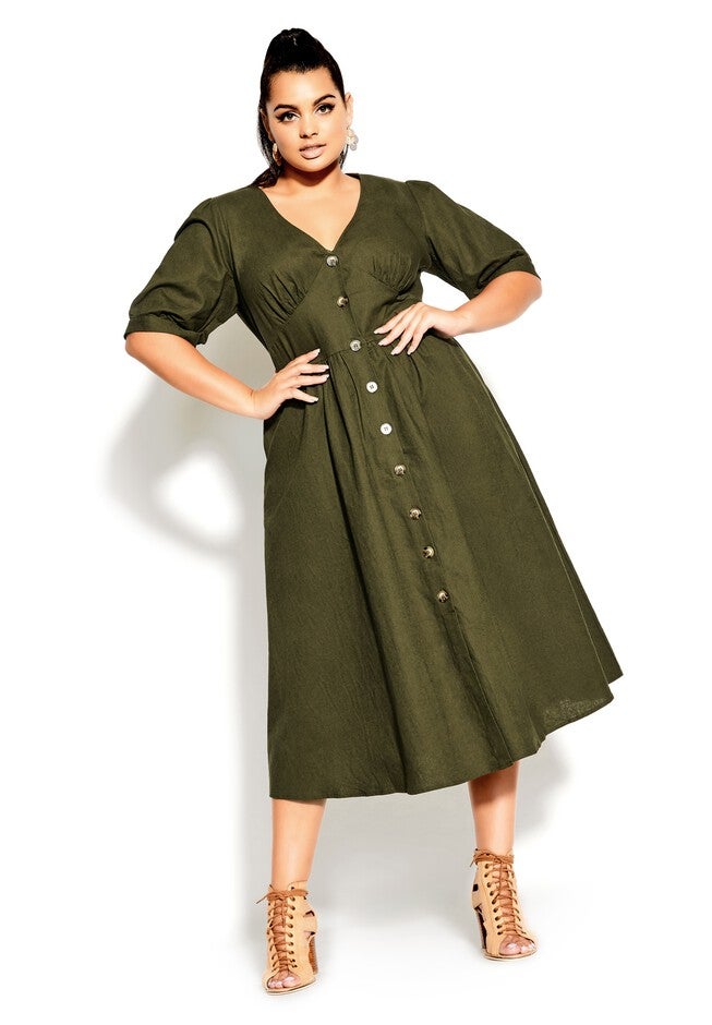 Sunset Stroll Dress - khaki, GREEN, hi-res image number null