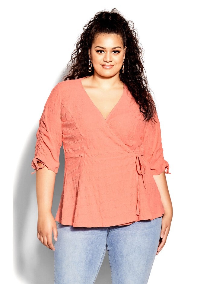Romance Tie Top - peach, ORANGE, hi-res image number 0