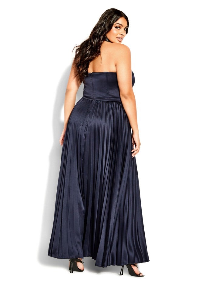 Pleat Desire Dress - navy, BLUE, on-hover image number 1