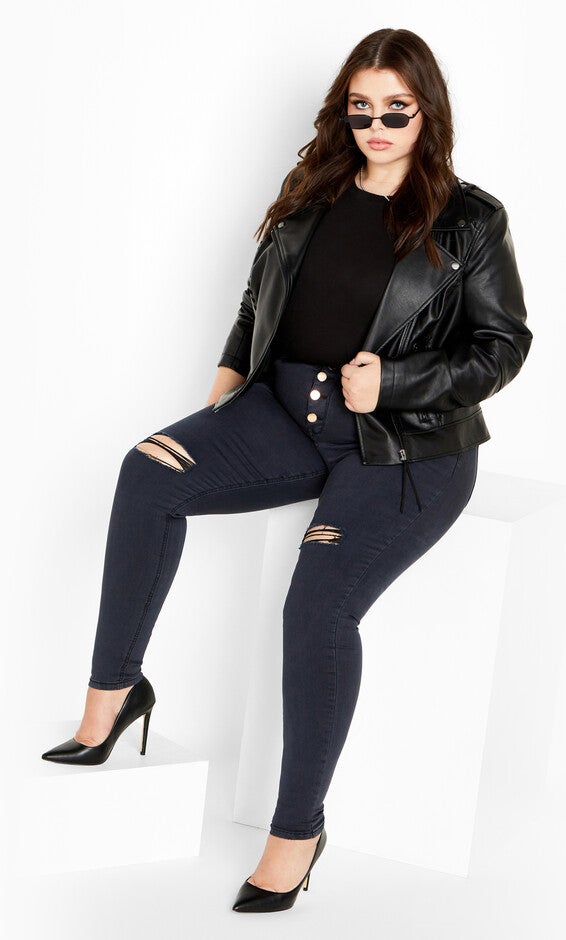 Classic Buttons Jean - midnight, BLUE, hi-res image number 0