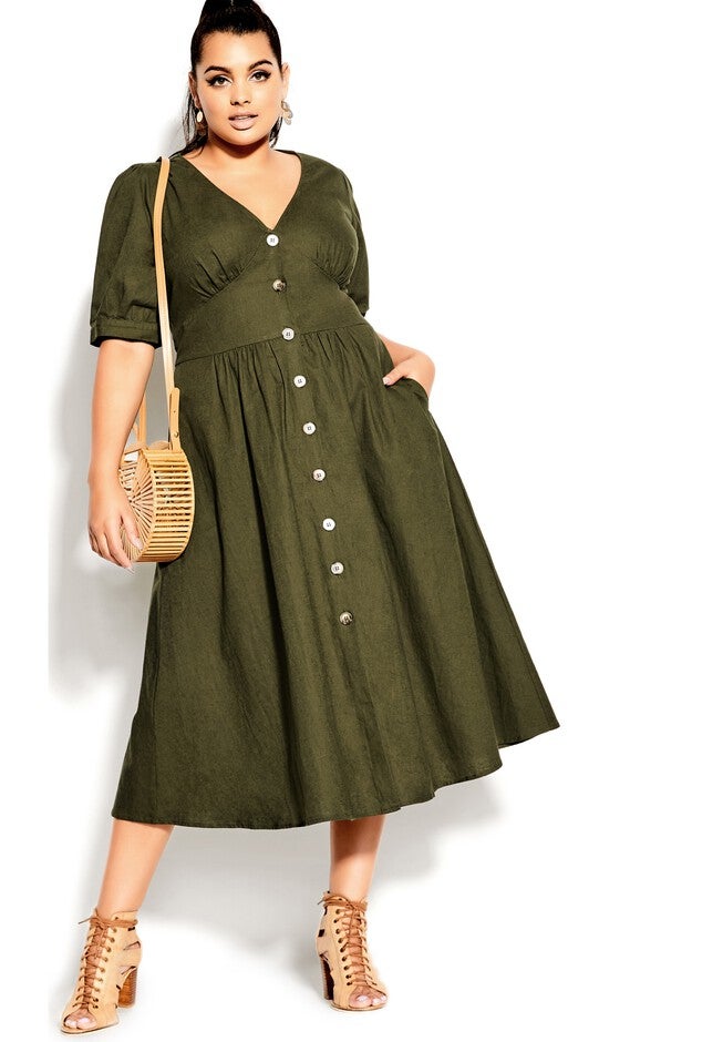 Sunset Stroll Dress - khaki, GREEN, alternate image number null