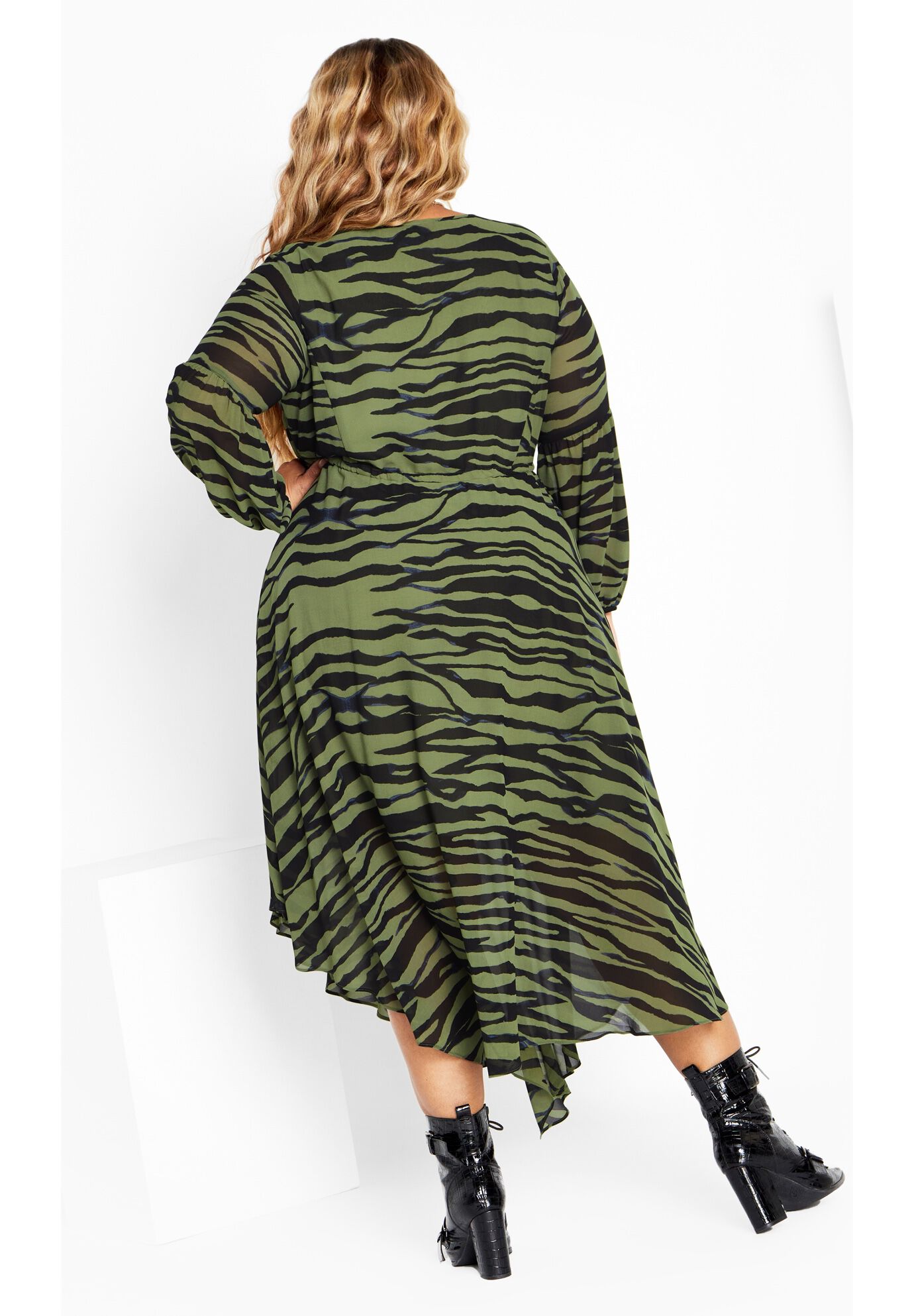 Lorena Dress, GREEN ZEBRA STRIPES, alternate image number 5