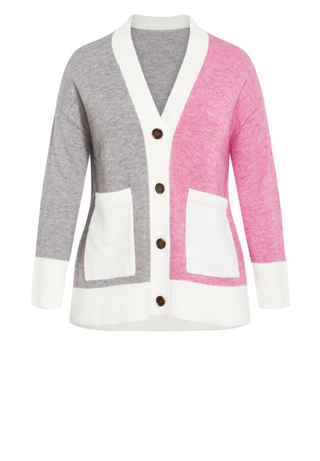 Zola Colour Block Cardigan, IVORY, alternate image number null