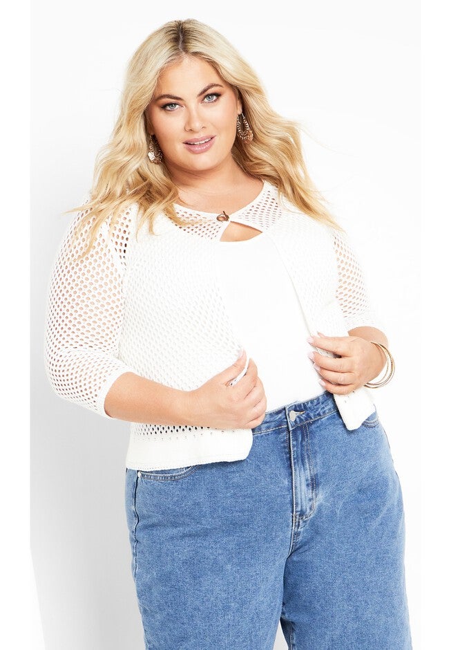 Escape Crochet Cardigan, IVORY, hi-res image number null