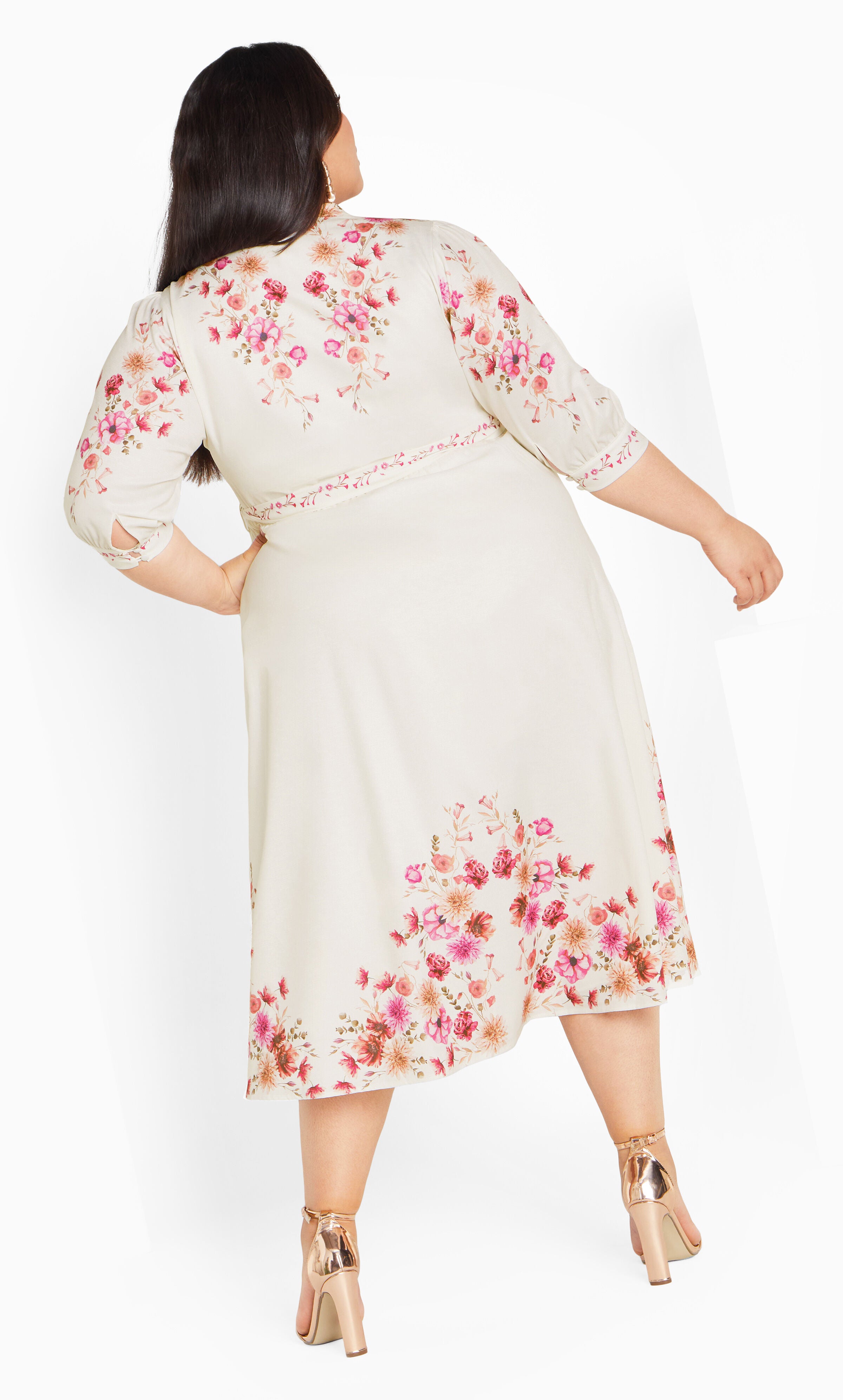 Annabelle Button Closure Midi Dress - ivory, IVORY, alternate image number 3