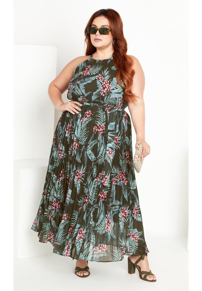 Rebecca Print Maxi Dress - jungle, GREEN, on-hover image number 1