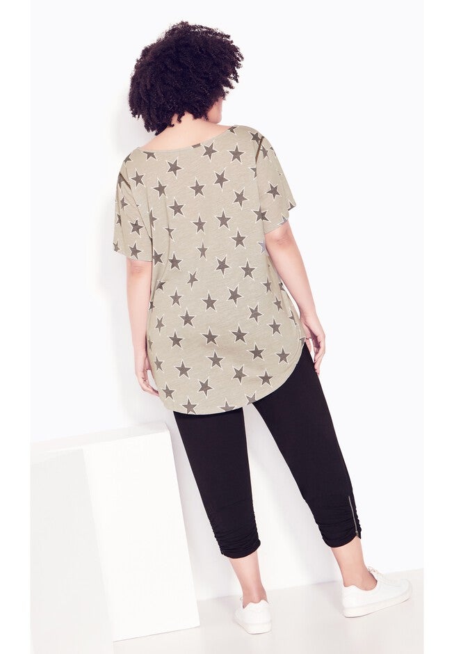 Flutter Sleeve Print Top, STAR GREY, on-hover image number null