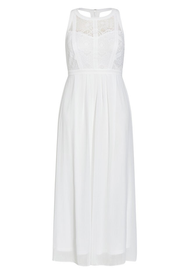 Paneled Bodice Maxi Dress - ivory, WHITE, alternate image number null
