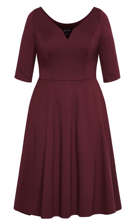 Cute Girl Elbow Sleeve Dress - oxblood, OX, alternate image number null