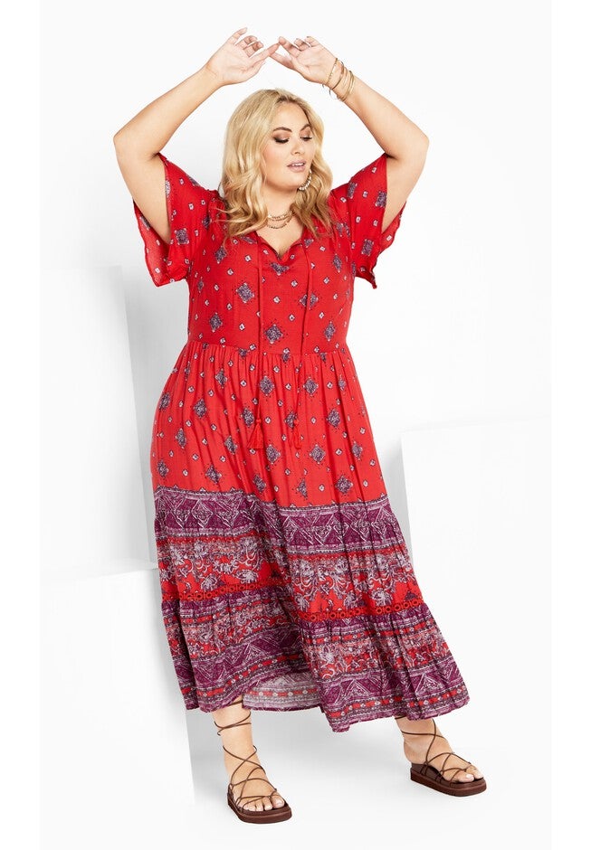 Zariah Maxi Dress, CRIMSON BORDER, alternate image number 3