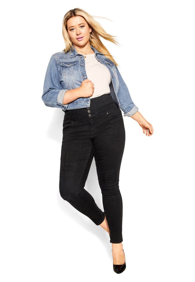 Asha Patch Corset Jean - black wash, BLACK, hi-res image number null