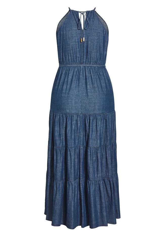 Hamptons Tier Maxi Dress - dark denim, BLUE, alternate image number 3
