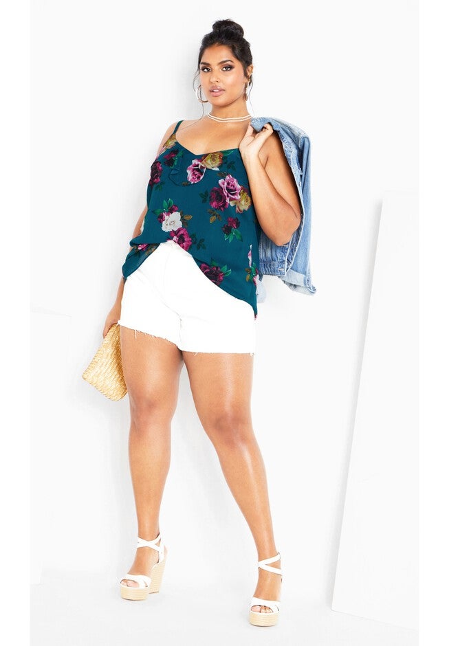 Nicole Print Cami - teal, GREEN, alternate image number null