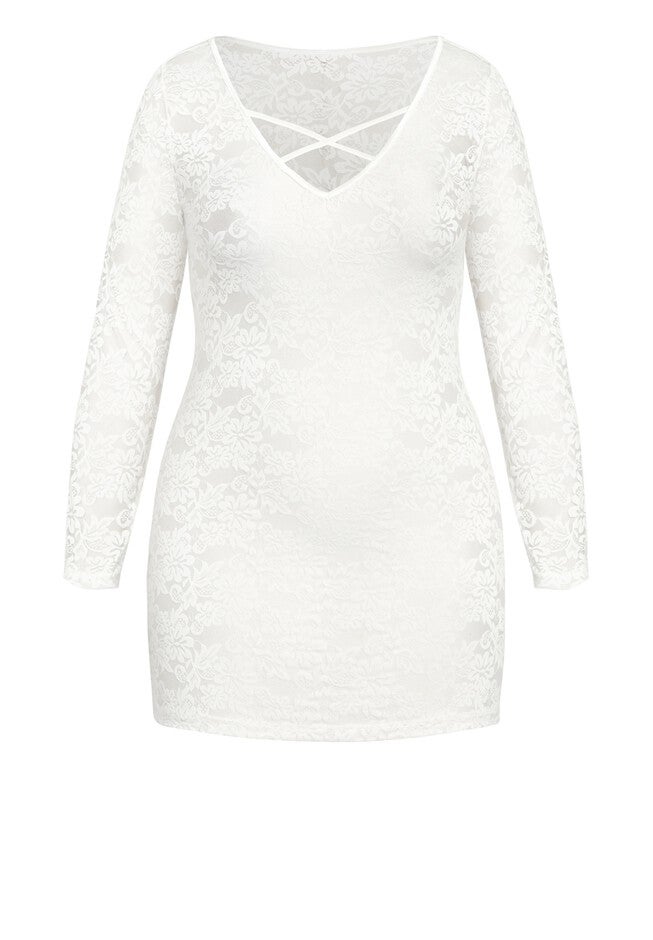 Sheer Lace Chemise - ivory, WHITE, alternate image number null