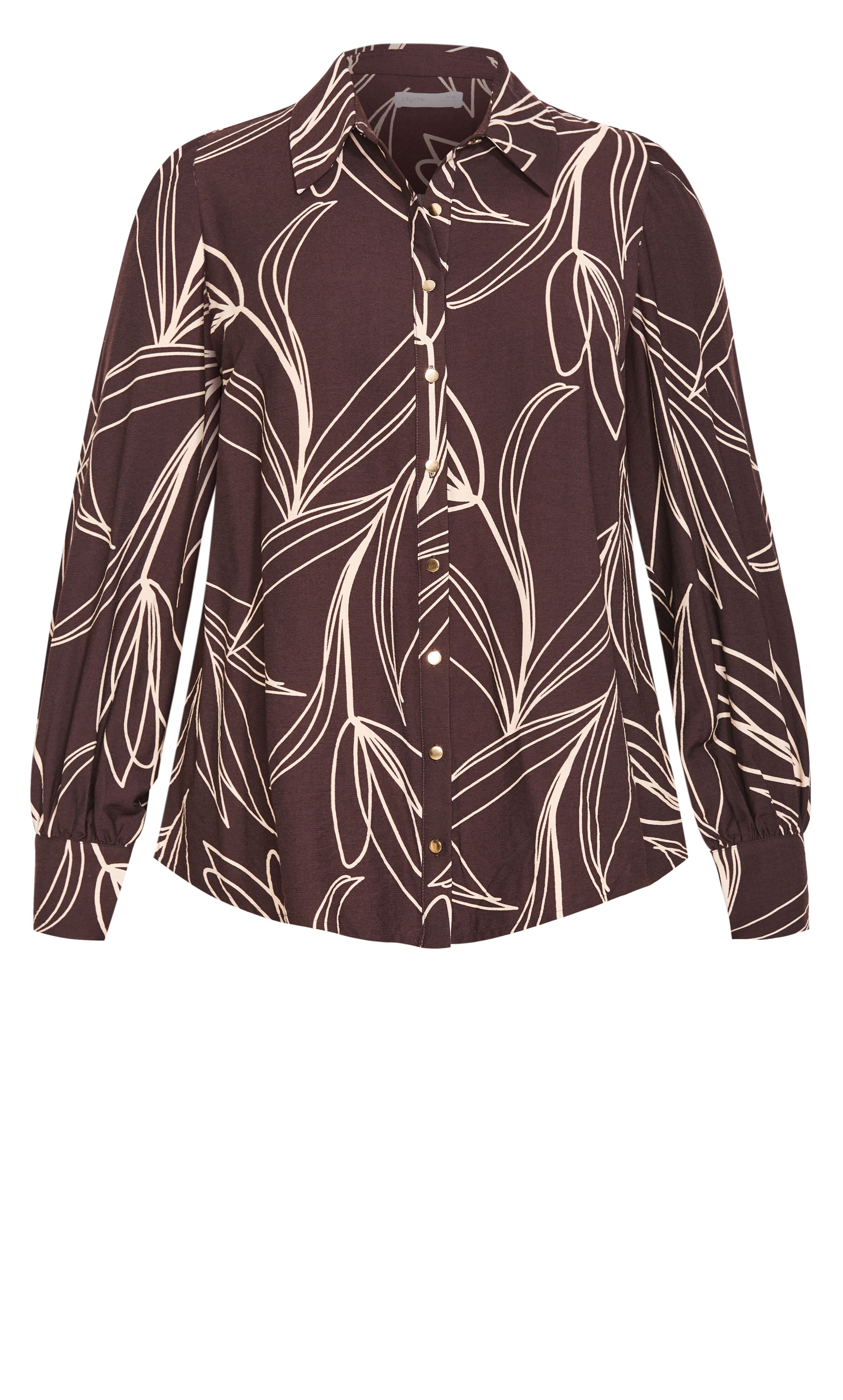 Bella Bloom Print Long Sleeve Shirt, BROWN, alternate image number 5