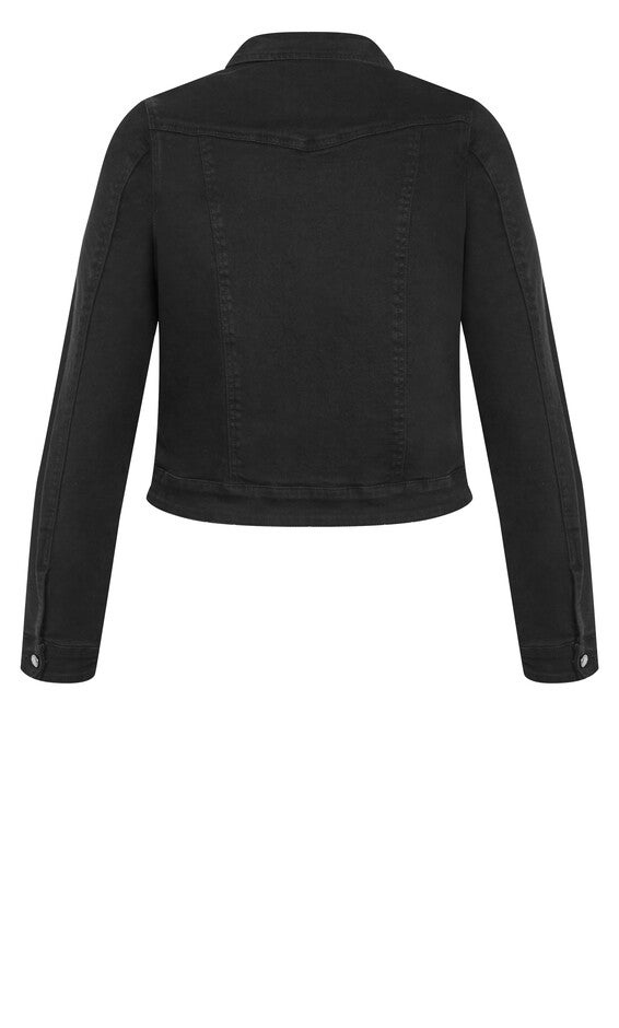 Denim Classic Collar Jacket - black, BLACK, alternate image number null
