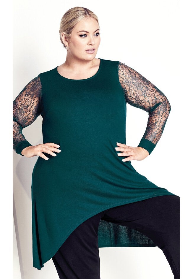 Lacey Sleeve Tunic, DARK SEA, alternate image number null