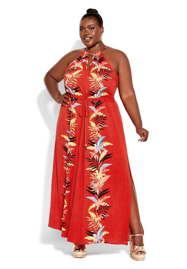 Holiday Magic Maxi Dress - tigerlily, ORANGE, hi-res image number 0