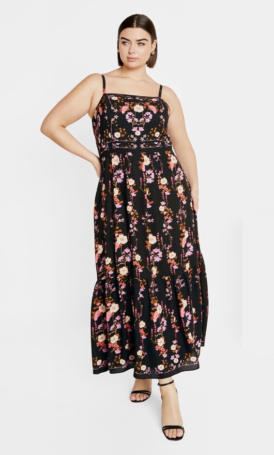 Molly Print Maxi Dress - black, BOUQUET, alternate image number null