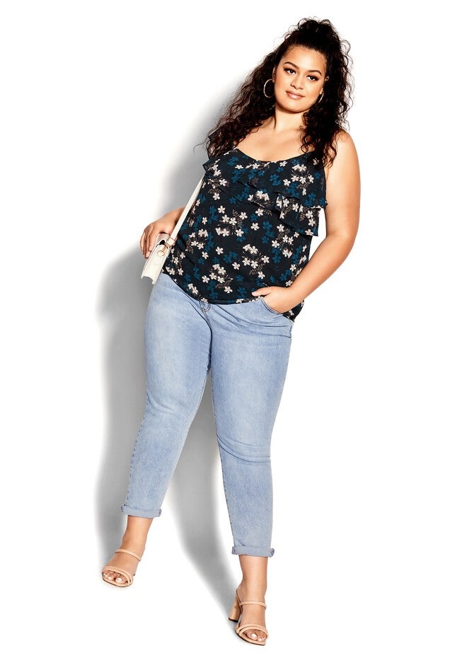 Cascade Floral Top - navy, BLUE, on-hover image number null