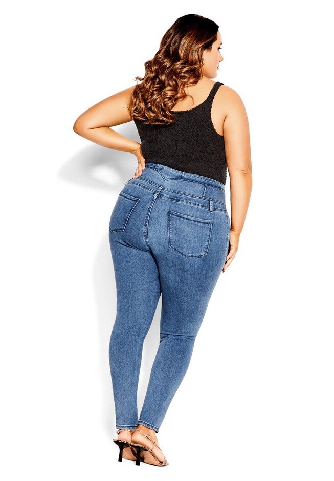 Harley Corset Skinny Short Jean - denim, BLUE, on-hover image number null