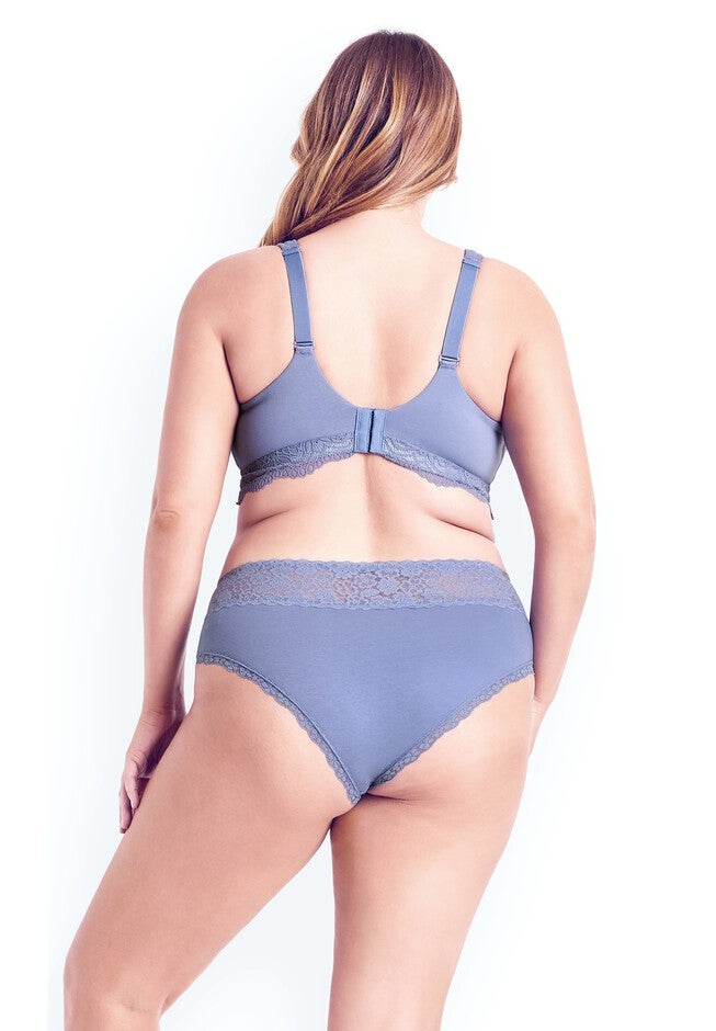 Cotton Wire Free Contour Bra - heather blue, BLUE, on-hover image number null